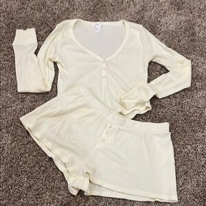 Forever 21 Cream Pajama Set Intimates & Sleepwear